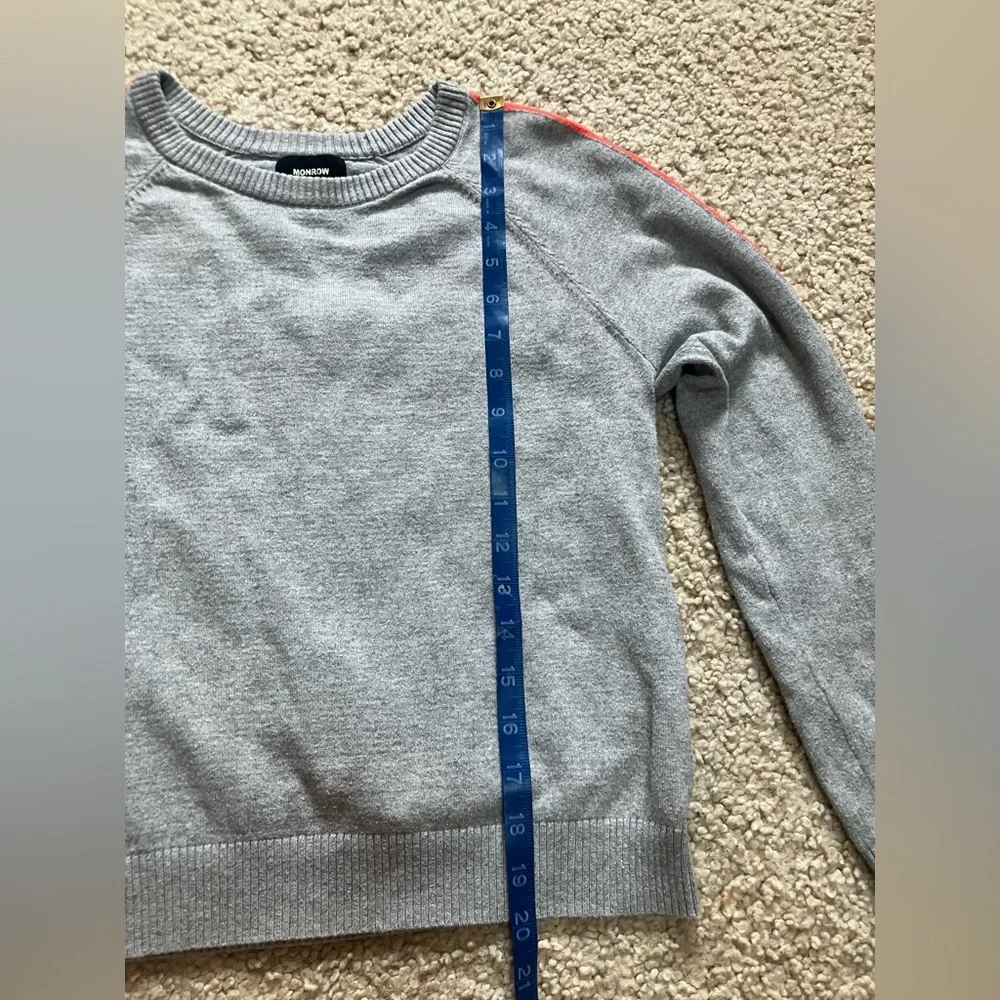 Monrow Cotton and Cashmere Gray Sweater with Orange Stripes Women’s Size XS
